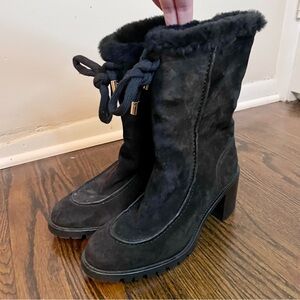 Jimmy Choo Black Heeled Fur Boots